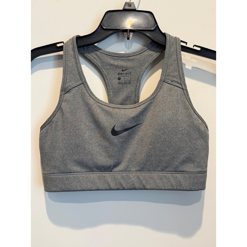 Nike Dri-FIT Womens Size Medium Support Racerback Sports Bra Padded Gray